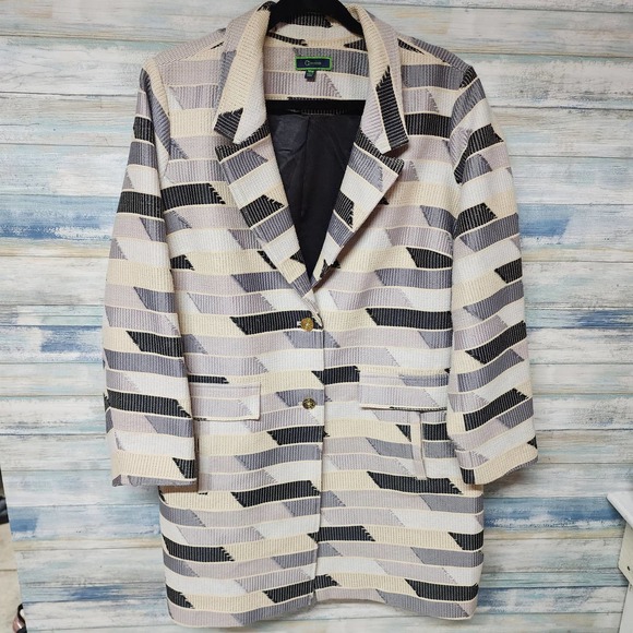 C. Wonder Jackets & Blazers - Plus Size 18W Black White Gray Jacquard Sweater Button Jacket Coat New